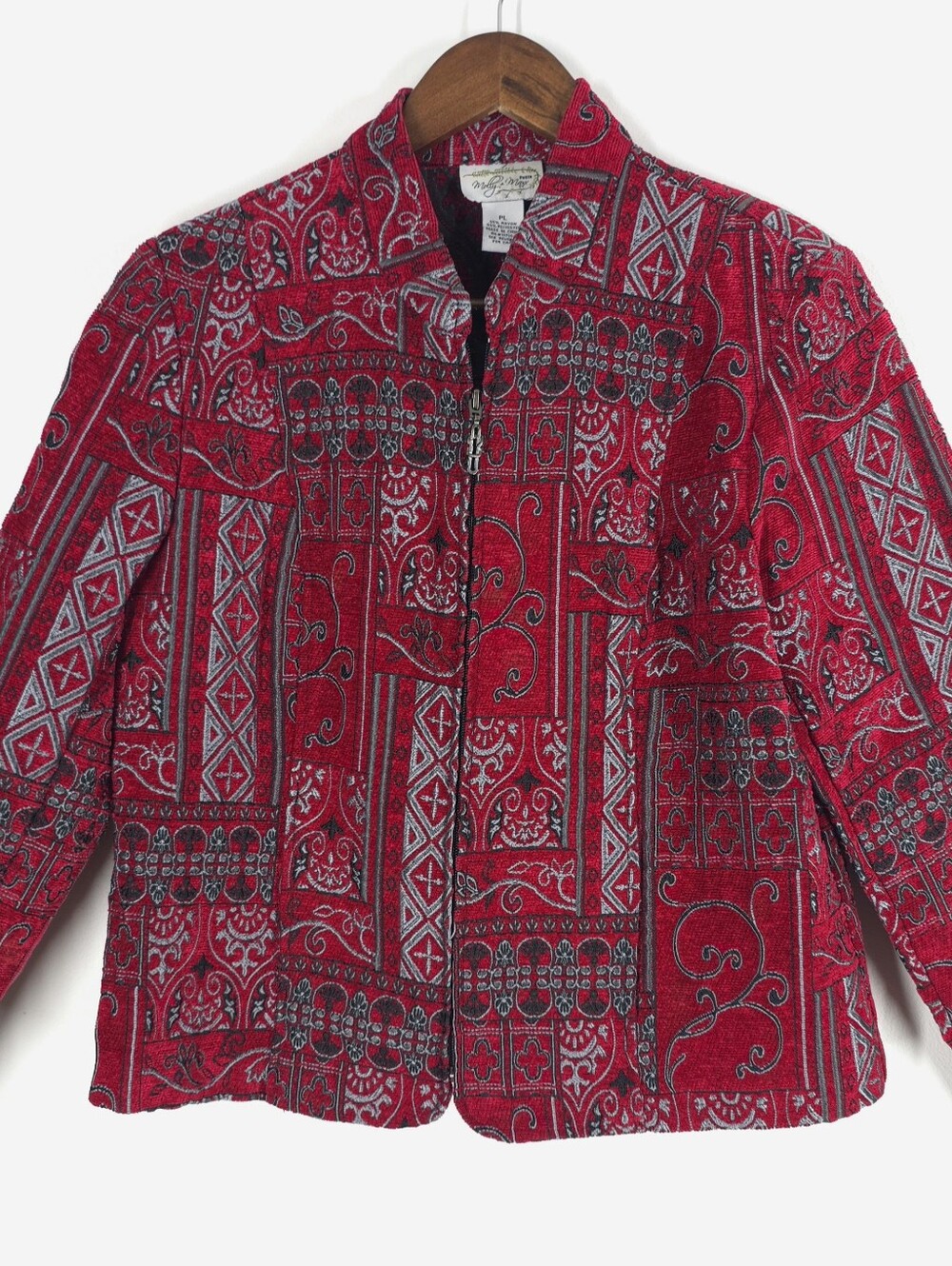 Molly + Max Petite Red Tapestry Brocade Jacket PL